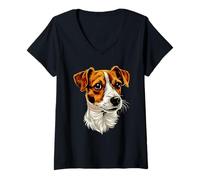 Donna Jack Russell Terrier Amante dei Cani Dolce Jack Russells Maglietta con Collo a V