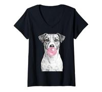 Donna Jack Russell Terrier Che soffia Gomma da Masticare Maglietta con Collo a V
