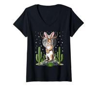 Donna Jackalope Coniglio Criptozoología Creatura Criptica Maglietta con Collo a V