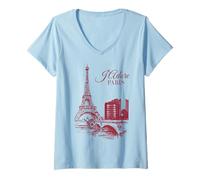 Donna J'Adore Paris I Love Parigi Francia Europa Vacanze Donne Ragazza Maglietta con Collo a V