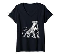 Donna Jaguar Dad Mom Lover - Jaguar Monocromatico Maglietta con Collo a V