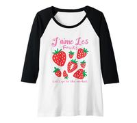 Donna J'aime Les Fruits Mercato Francese Fragola Carino Kawaii Maglia con Maniche Raglan