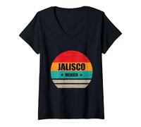 Donna Jalisco Messico - Orgoglio Messicano - Jalisco Retro Vintage Maglietta con Collo a V