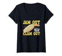 Donna Jam Fuori con Il Tuo Clam out Razor Clam Geoduck Clamming Maglietta con Collo a V