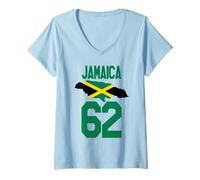 Donna Jamaica 62 Jamaican Independence Flag Maglietta con Collo a V