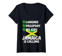 Donna Jamaican Travel Vacation Outfit To Jamaica Uomini Donne Giamaica Maglietta con Collo a V