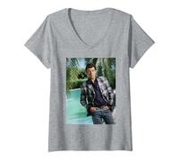 Donna James Bond Attore Pierce Brosnan GoldenEye di Michael Grecco Maglietta con Collo a V