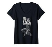 Donna James K Polk Basket Maglietta con Collo a V