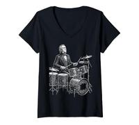 Donna James K Polk Batteria Maglietta con Collo a V