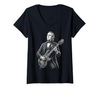 Donna James K Polk Chitarra Maglietta con Collo a V