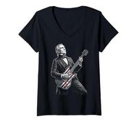 Donna James K Polk Chitarra Maglietta con Collo a V