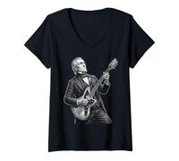 Donna James K Polk Chitarra Maglietta con Collo a V