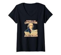 Donna James Madison Padre della Costituzione Ritratto Maglietta con Collo a V