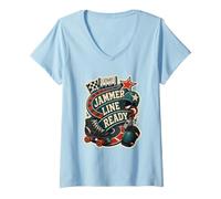 Donna Jammer Line Ready Roller Derby Pattini Maglietta con Collo a V