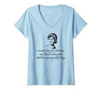 Donna Jane Austen I Sincerely Hope Your Christmas Citazione Meme Maglietta con Collo a V