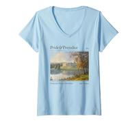 Donna Jane Austen Pemberley 250 ° Anniversario Orgoglio e pregiudizio Maglietta con Collo a V