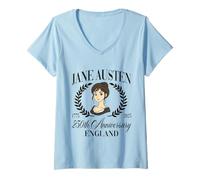 Donna Jane Austen Pemberley 250 ° Anniversario Orgoglio e pregiudizio Maglietta con Collo a V