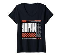 Donna Japan Spirit - Streetwear Urbano Tipografia Maglietta con Collo a V