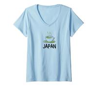 Donna Japan Travel Matcha Tea in Cup - Top, Magliette e Accessori Maglietta con Collo a V