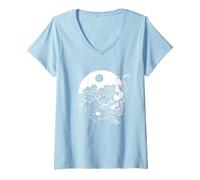 Donna Japanese Aesthetic Vaporwave Sad Eboy Carp Koi Fish Maglietta con Collo a V