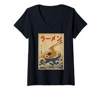 Donna Japanese Ramen Lover Anime Manga Art Design Maglietta con Collo a V
