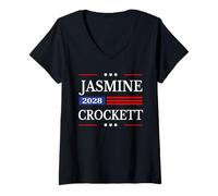 Donna Jasmine Crockett 2028 President American Flag USA Flag Maglietta con Collo a V