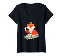Donna Jasper - Nome Ragazzo Simpatico con Una Volpe Cool Maglietta con Collo a V