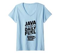 Donna Java è Il Mio appassionato Quotidiano di caffè per Gli Amanti della Caffeina Maglietta con Collo a V
