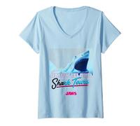 Donna Jaws 2025 Amity Island Shark Tours Avventura Maglietta con Collo a V