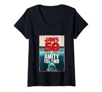 Donna Jaws 2025 Jaws 50 Vieni a rilassarti ad Amity Island Maglietta con Collo a V