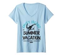 Donna Jaws Amity Island Summer Vacation 2026 Maglietta con Collo a V