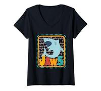 Donna Jaws Shark Everybody out Water Design Maglietta con Collo a V