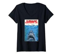 Donna Jaws Temibile Ocean Predator Attack Art Maglietta con Collo a V