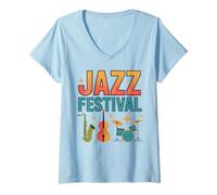 Donna Jazz Festival Concerto di Sax Grancassa Maglietta con Collo a V