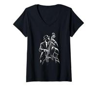 Donna Jazz Lovers Bassista Maglietta con Collo a V