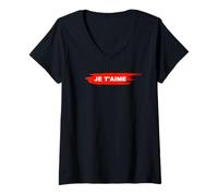 Donna Je t'aime Maglietta con Collo a V