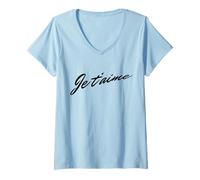 Donna Je T'aime T Shirt - French Saying I Love You Donna Uomo Maglietta con Collo a V