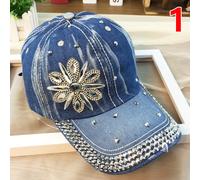 Donna Jeans Baseball Picco Coppa Cappello da Sole Strass Fiore Moda Casual