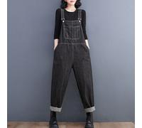 Donna Jeans Bavaglino Tuta da Lavoro Pantaloni Tinta Unita Abbigliamento Rétro