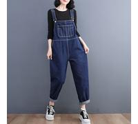 Donna Jeans Bavaglino Tuta da Lavoro Pantaloni Tinta Unita Abbigliamento Rétro