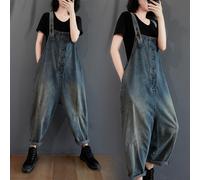 Donna Jeans Bavaglino Tuta da Lavoro Vintage con Tasca Larga Pantaloni