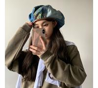 Donna Jeans Berretto Basco Cappello Francese Casual Largo a Contrasto Moda