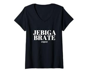 Donna Jebiga Brate - Divertente croato, serbo e bosniaco Maglietta con Collo a V