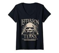 Donna Jefferson Texas Bigfoot 1841 Sasquatch Arte in Avorio Maglietta con Collo a V