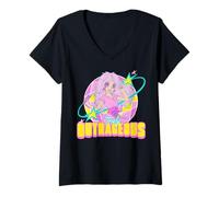 Donna Jem And The Holograms Jem Chibi Anime Look Truly Outrages Maglietta con Collo a V