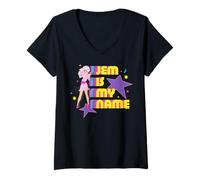 Donna Jem And The Holograms Jem Is My Name Alter-Ego Jem Retro Maglietta con Collo a V