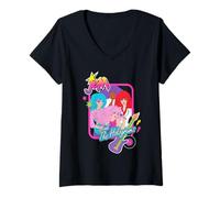 Donna Jem And The Holograms Pop-Rock Band Portrait Guitar Icon Maglietta con Collo a V