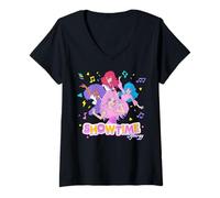 Donna Jem And The Holograms Showtime Synergy Cute Chibi Band Maglietta con Collo a V