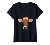 Donna Jersey Cattle coltivatore della Fauna Selvatica con Mucca Maglietta con Collo a V