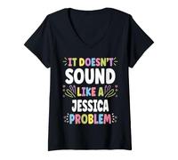 Donna Jessica Personalized Women's Gift Custom Jessica Maglietta con Collo a V